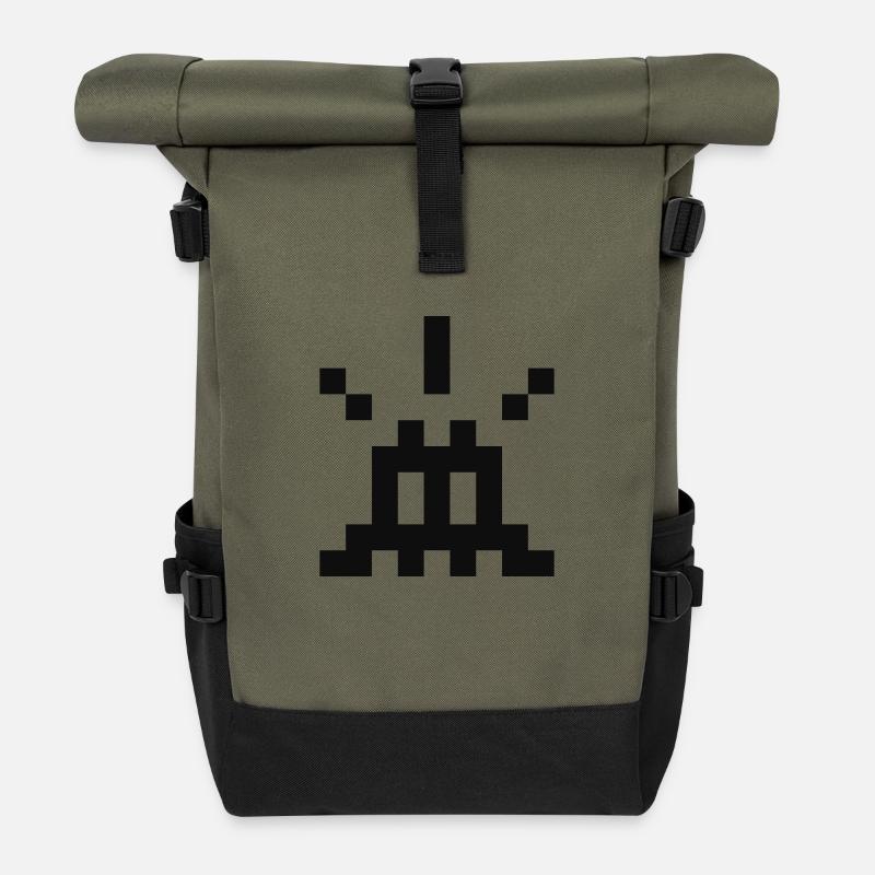 Surprised pixel - Sac à dos roll top - olive/noir