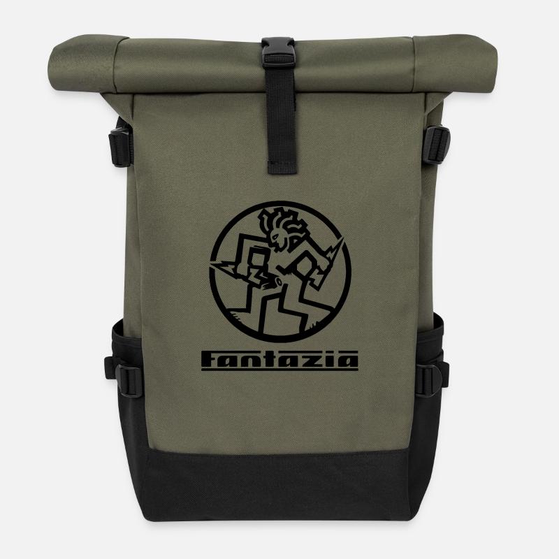 Fantazia circulaire - Sac à dos roll top - olive/noir