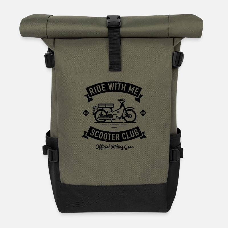 Scooter Club Ride with Me Riding Gear Graphic - Roll Top Backpack - olive/black