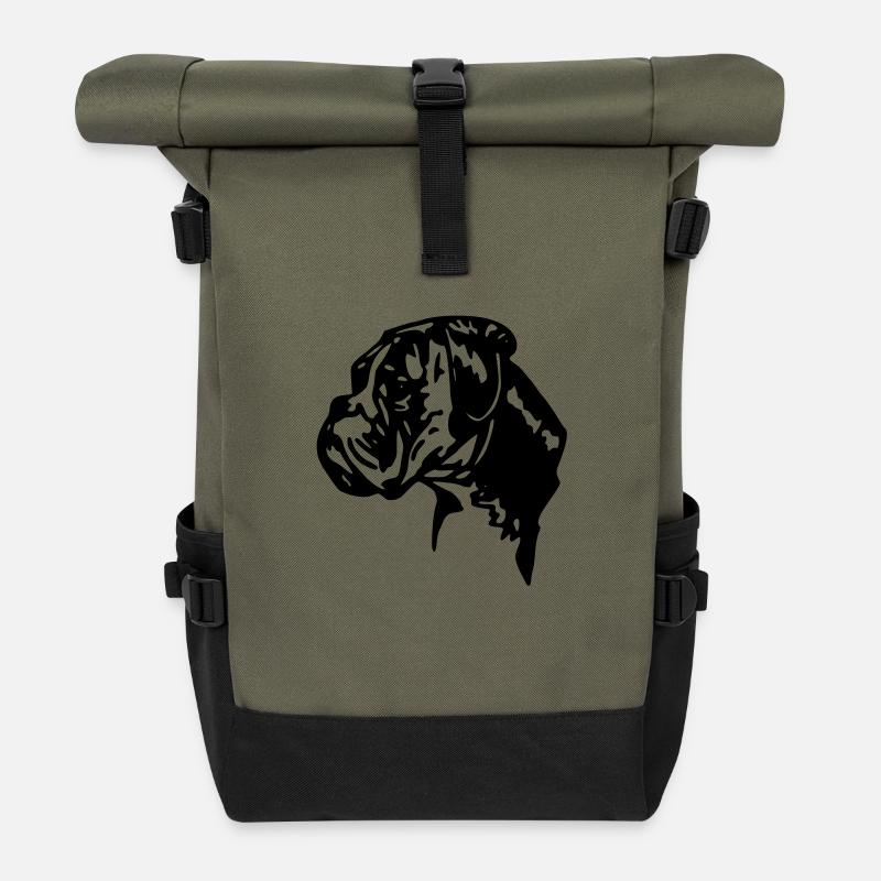 boxer hund - Rolltop Rucksack - Olive/Schwarz