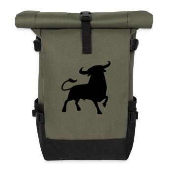 fighting bull andalusia spanish basque bull - Roll Top Backpack - olive/black - Front