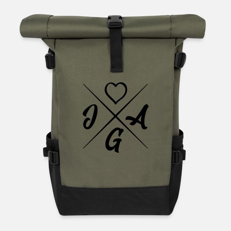 jga design herz design - Rolltop Rucksack - Olive/Schwarz