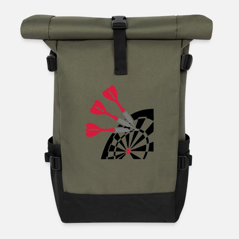 Dart Pfeil Dartscheibe - Rolltop Rucksack - Olive/Schwarz