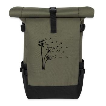 Pusteblume Pusteblumen Schirmchen fliegen Sommer - Rolltop Rucksack - Olive/Schwarz - Vorne