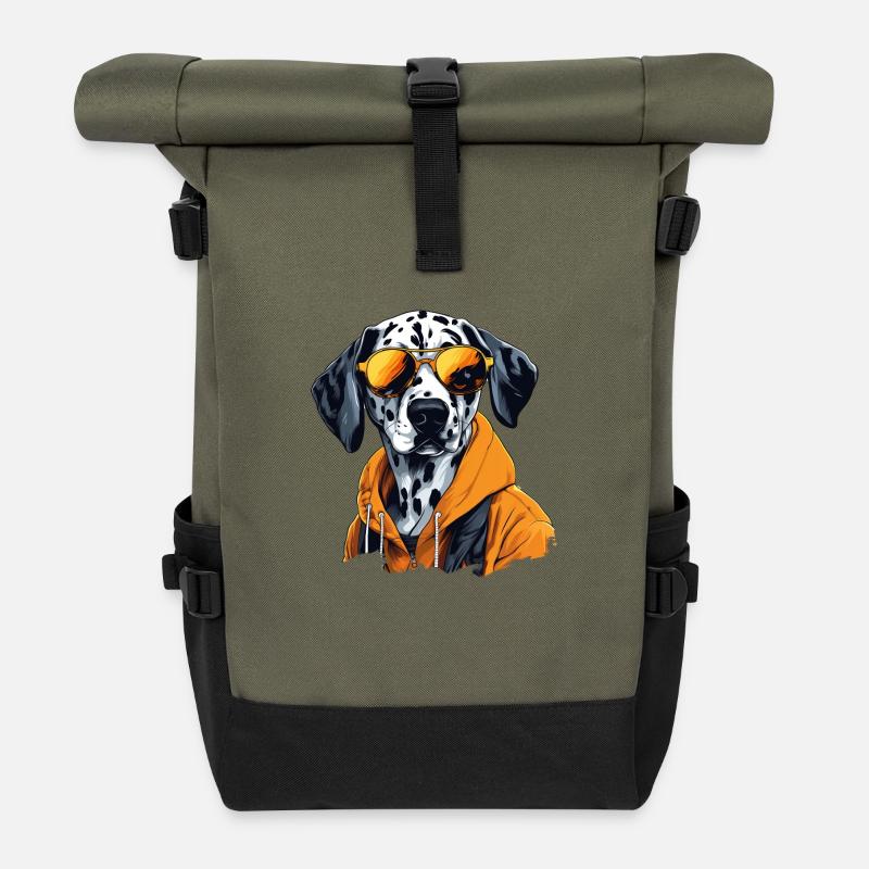 Held Skizze | Dalmatinischer Feuerwehrmann - Rolltop Rucksack - Olive/Schwarz