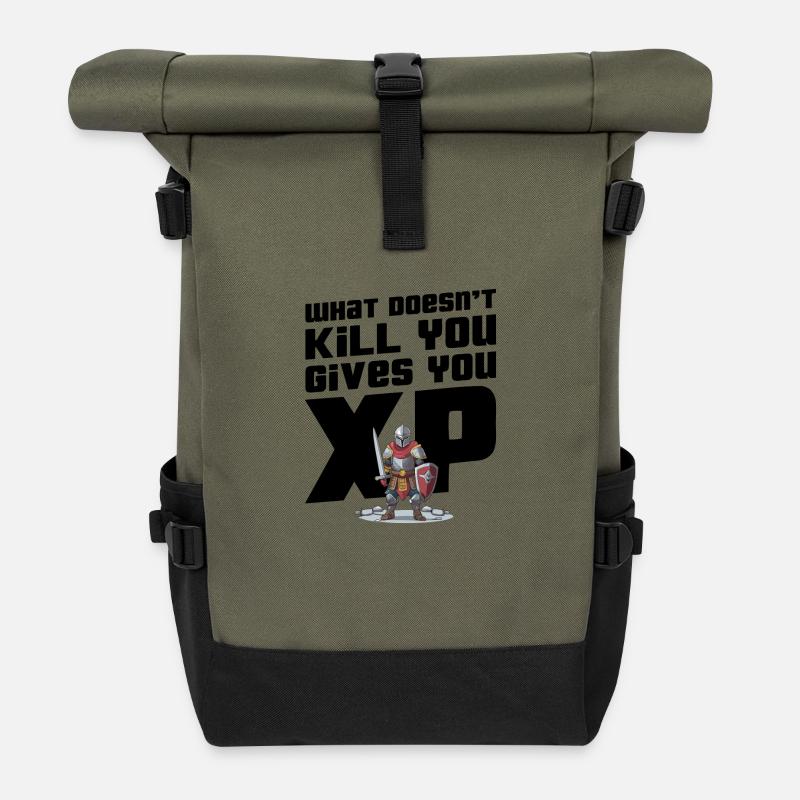 What doesn't kill you gives you xp - Sac à dos roll top - olive/noir