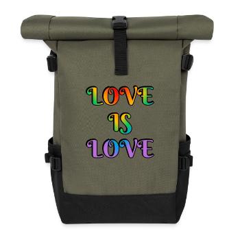 Regenbogen-Liebe ist Liebe - Rolltop Rucksack - Olive/Schwarz - Vorne