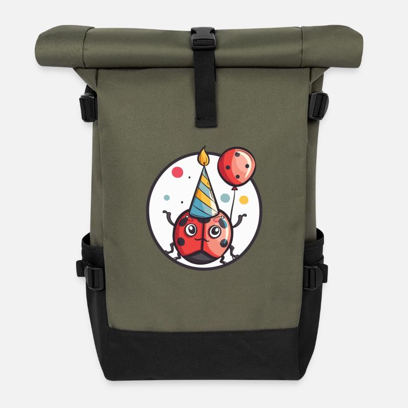 Marienkäfer Geburtstag Baby - Rolltop Rucksack - Olive/Schwarz