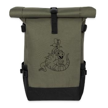 Beste Freunde für immer: Leguan und Libelle ❤️ - Rolltop Rucksack - Olive/Schwarz - Vorne