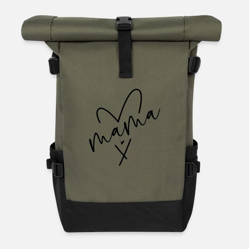 DZ00013 MAMA LOVE - Roll Top Backpack - olive/black