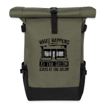 What happens in the salon, stays in the salon! - Roll Top Backpack - olive/black - Front