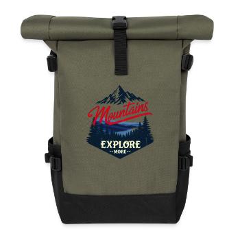 Mountains: Explore More Adventure Design - Roll Top Backpack - olive/black - Front