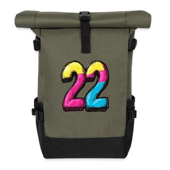 22 Numéro Coloré - Sac à dos roll top - olive/noir - Devant