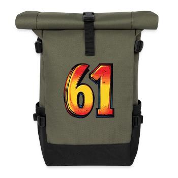 61 Zahl Bunt - Rolltop Rucksack - Olive/Schwarz - Vorne
