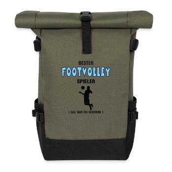 Footvolley Spieler Bester Footvolleyer Geburtstag - Rolltop Rucksack - Olive/Schwarz - Vorne