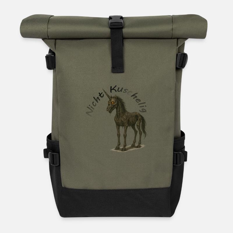 Zombie Einhorn - Rolltop Rucksack - Olive/Schwarz