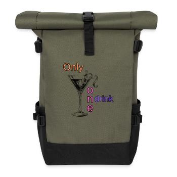 Online one drink Mädelsabend - Rolltop Rucksack - Olive/Schwarz - Vorne