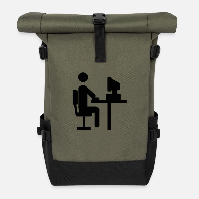 Büro - Rolltop Rucksack - Olive/Schwarz