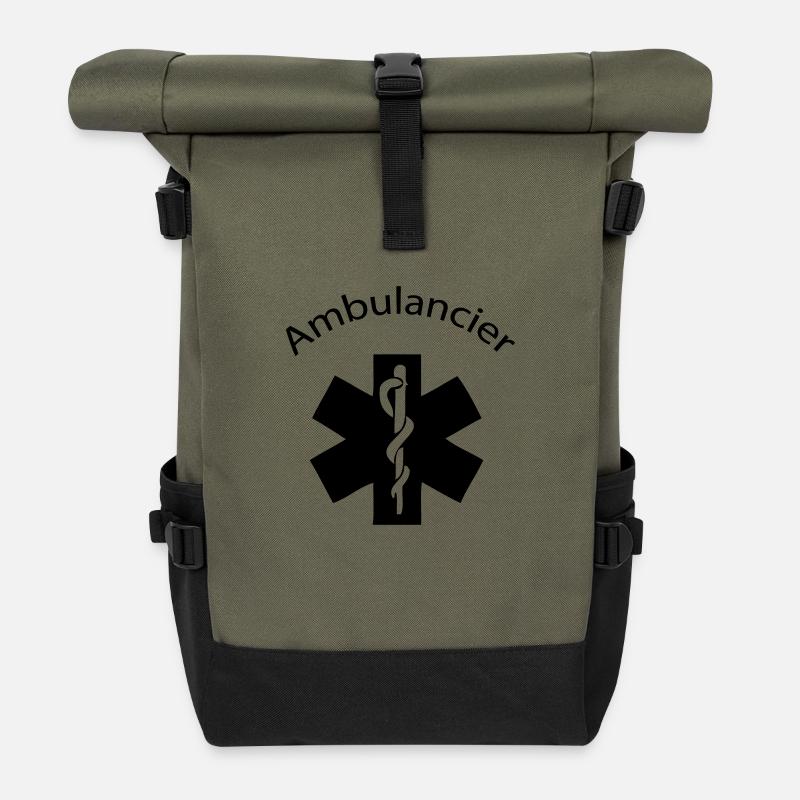 ambulancier entreprise - Sac à dos roll top - olive/noir