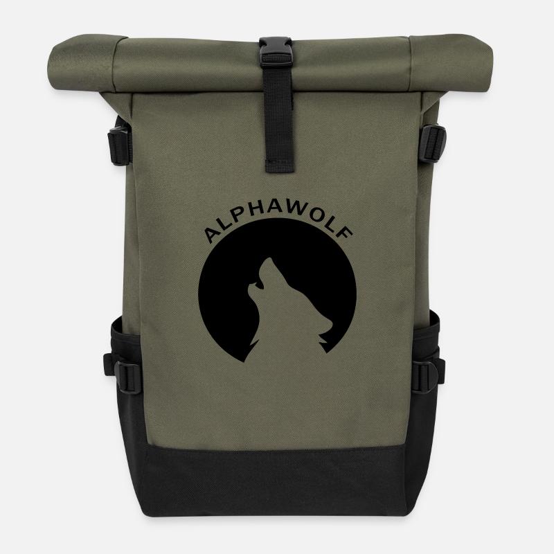 Alphawolfschriftpfad - Rolltop Rucksack - Olive/Schwarz