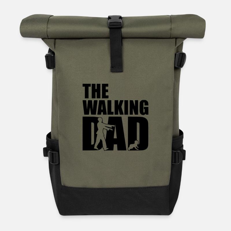 THE WALKING DAD - Roll Top Backpack - olive/black