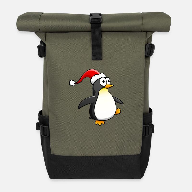 Pinguin - Roll Top Backpack - olive/black