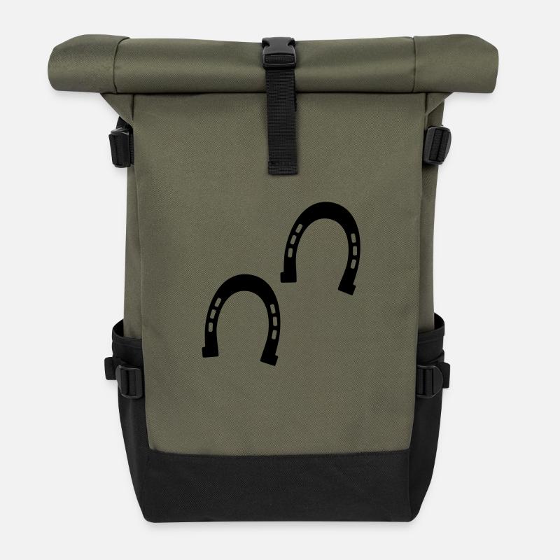 Pferden-Hufe - Rolltop Rucksack - Olive/Schwarz