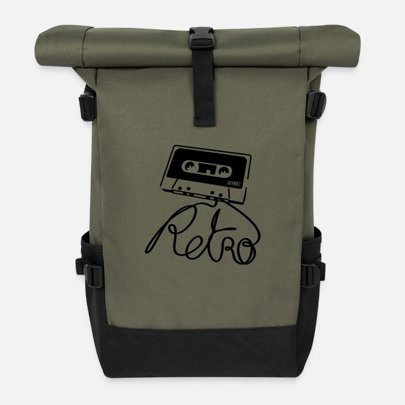 Retro - Sac à dos roll top - olive/noir
