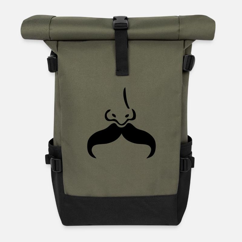 Schnurrbart Schnurrbart Nase nose5 - Rolltop Rucksack - Olive/Schwarz
