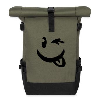 smiley_illu_c1 - Rolltop Rucksack - Olive/Schwarz - Vorne