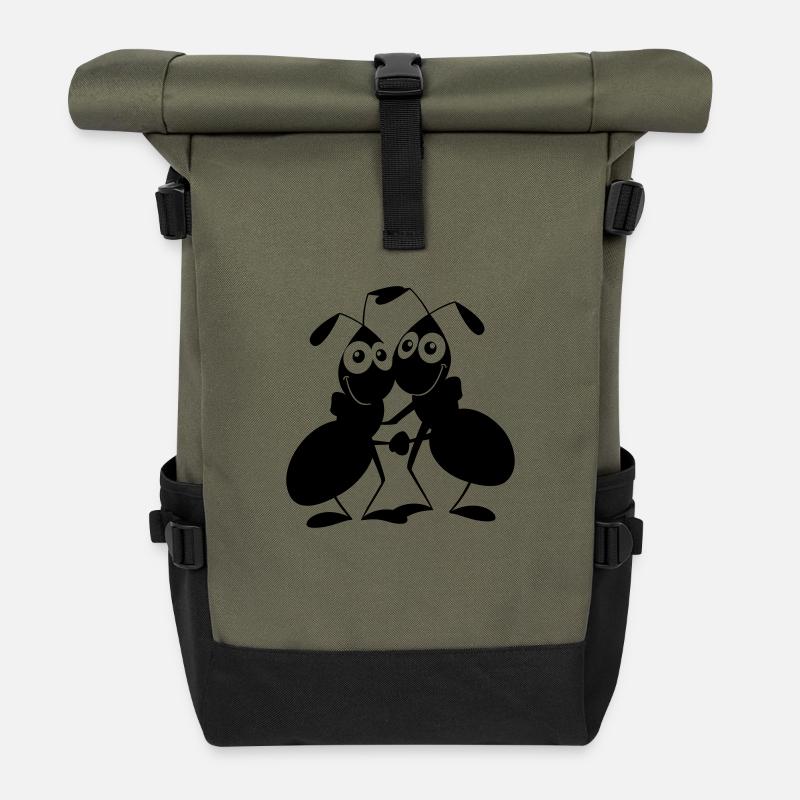 Ameisenpaar - Rolltop Rucksack - Olive/Schwarz