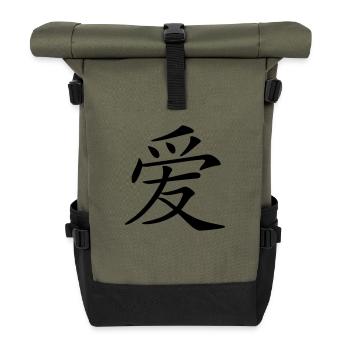 aimer caractère écrit chinois (c.) - Sac à dos roll top - olive/noir - Devant