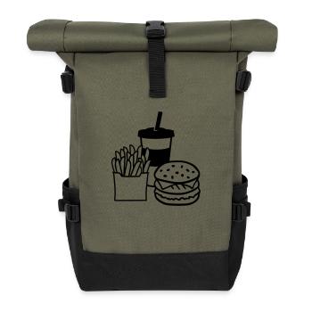 Fast food - Roll Top Backpack - olive/black - Front