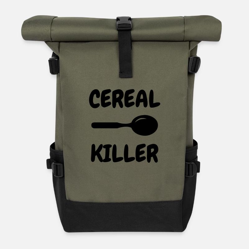 Cereal Killer - Humor - Funny - Joke - Friend - Roll Top Backpack - olive/black