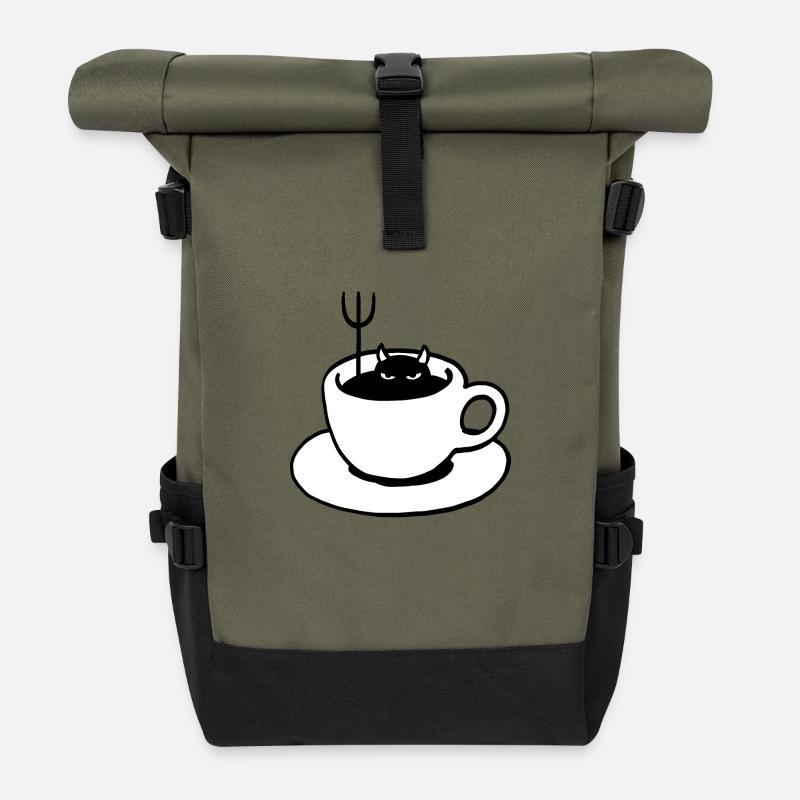 Kaffeeteufel - Rolltop Rucksack - Olive/Schwarz