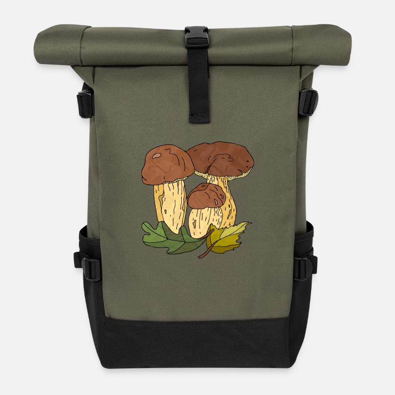 Pilze - Rolltop Rucksack - Olive/Schwarz