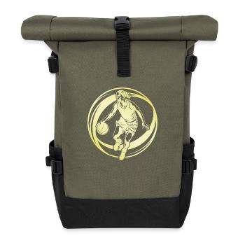 Basketballerin Basketball Spielerin Frau - Rolltop Rucksack - Olive/Schwarz - Vorne