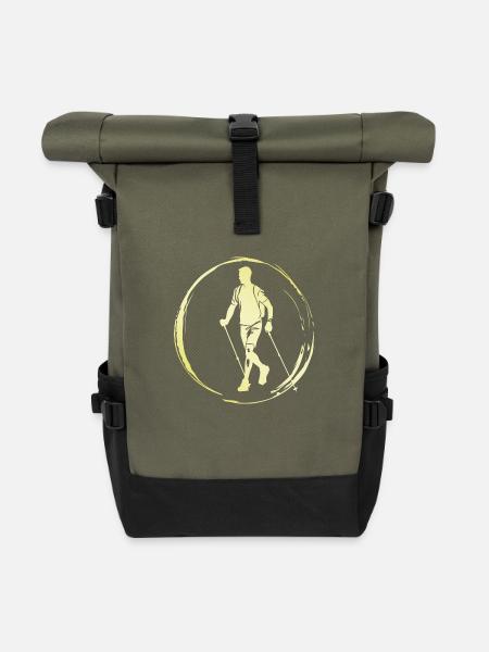 Nordic Walking Mann - Rolltop Rucksack - Olive/Schwarz