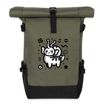 Niedliche fantastische Kreatur - Rolltop Rucksack - Olive/Schwarz - Vorne