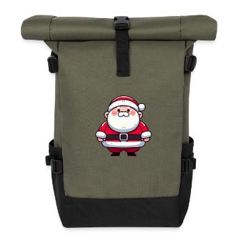 Weihnachtsmann Cartoon - Rolltop Rucksack - Olive/Schwarz - Vorne