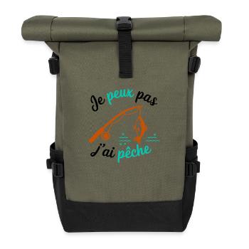 I can't I have Pêche bl - Rolltop Rucksack - Olive/Schwarz - Vorne