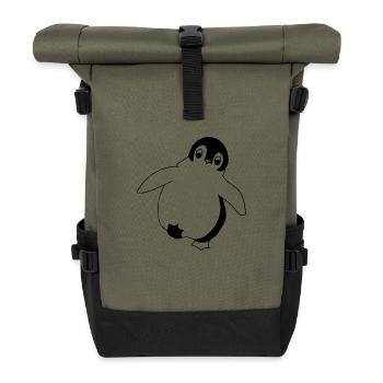 Penguin - Baby - Graphic in black and white - Roll Top Backpack - olive/black - Front