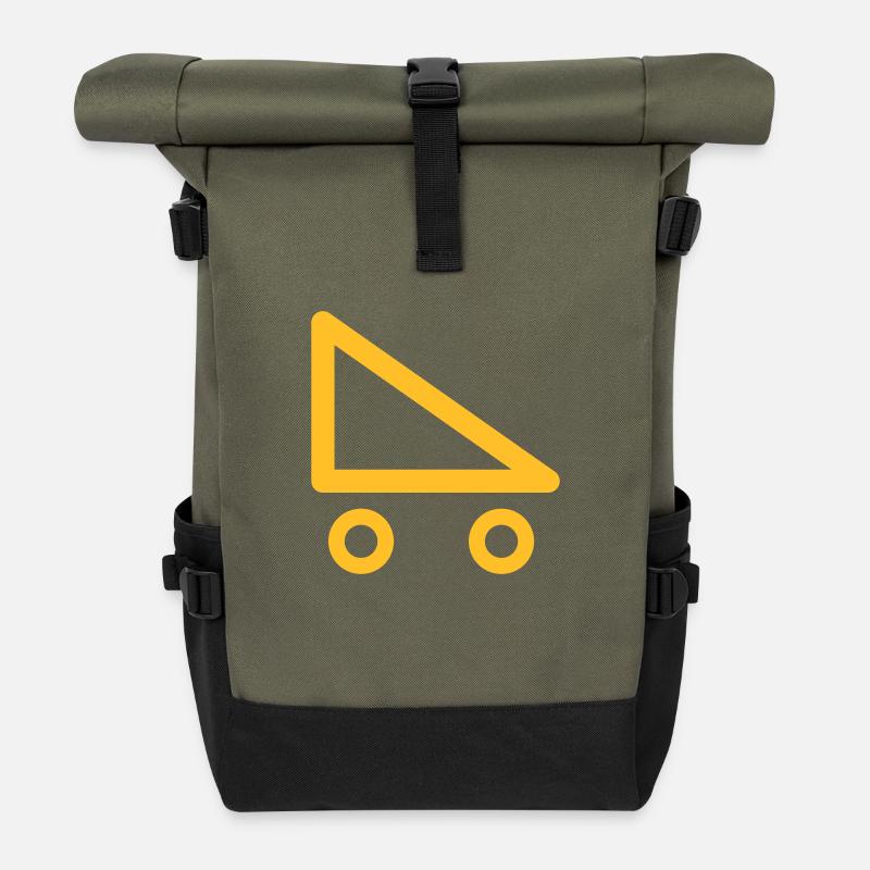Geometrische Linie des Rollschuhs - Rolltop Rucksack - Olive/Schwarz