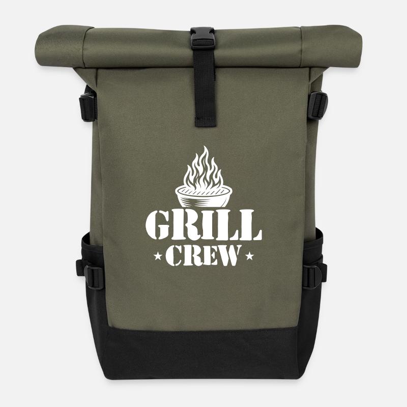 Grill Crew Grillen - Rolltop Rucksack - Olive/Schwarz