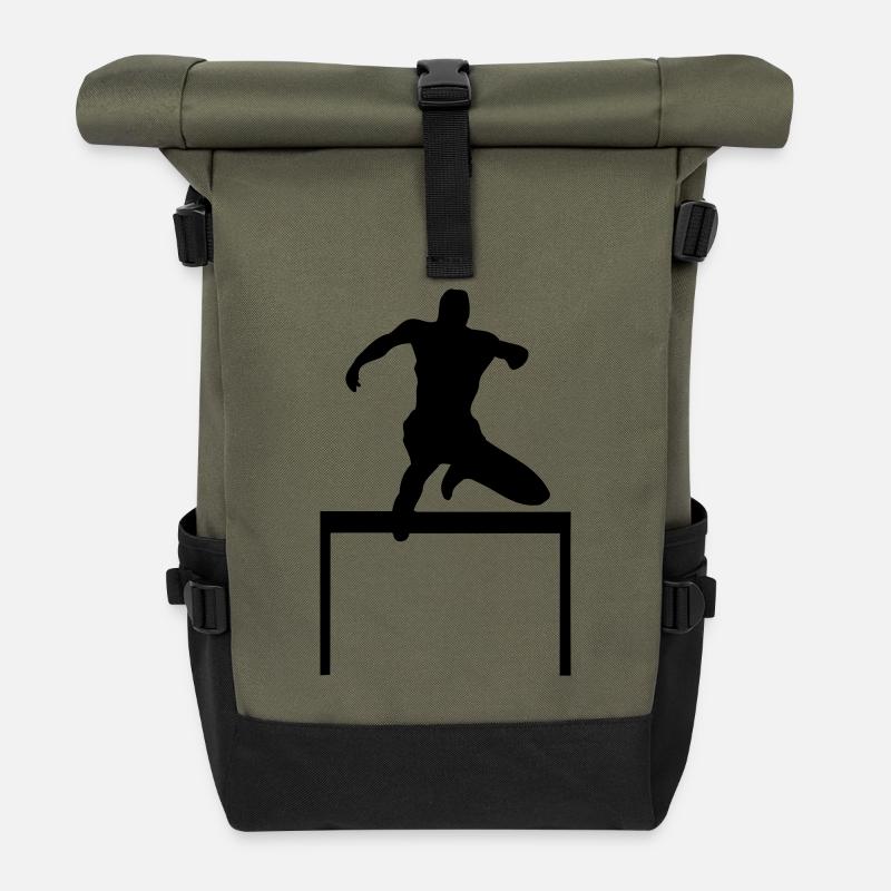 hurdle-race sport - Roll Top Backpack - olive/black