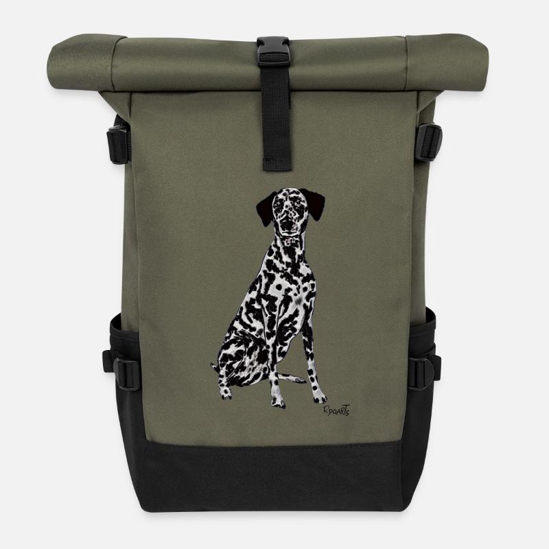 Beautiful Dalmatian dog - Roll Top Backpack - olive/black