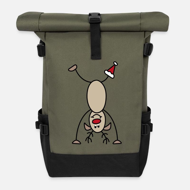 Funny Christmas - Roll Top Backpack - olive/black