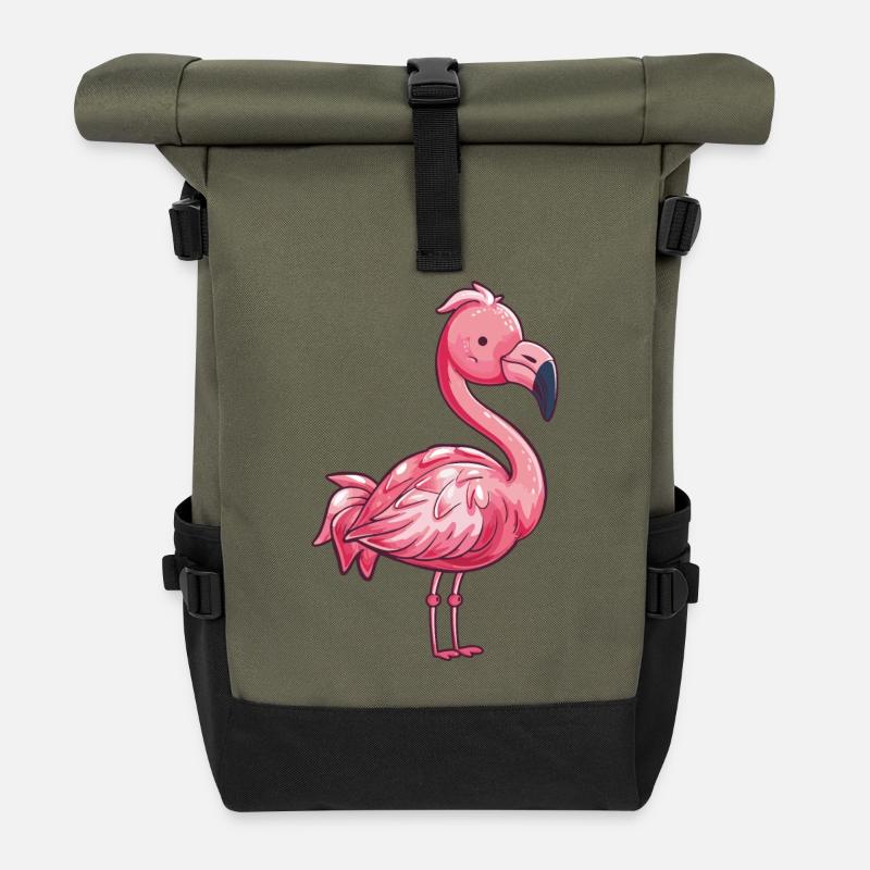 Flamingo Comic - Rolltop Rucksack - Olive/Schwarz