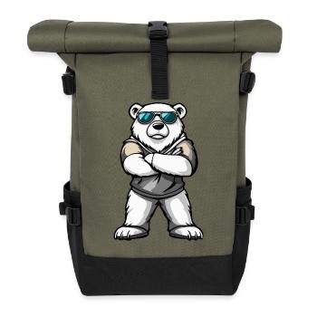 Eisbär Comic - Rolltop Rucksack - Olive/Schwarz - Vorne