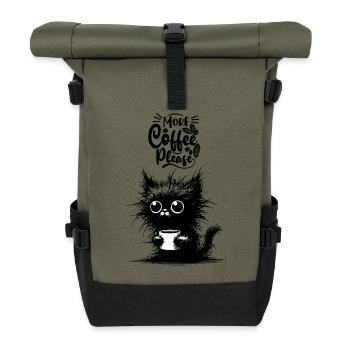 Coffee Cat Morning Grouch Cat Lover Colleague - Roll Top Backpack - olive/black - Front
